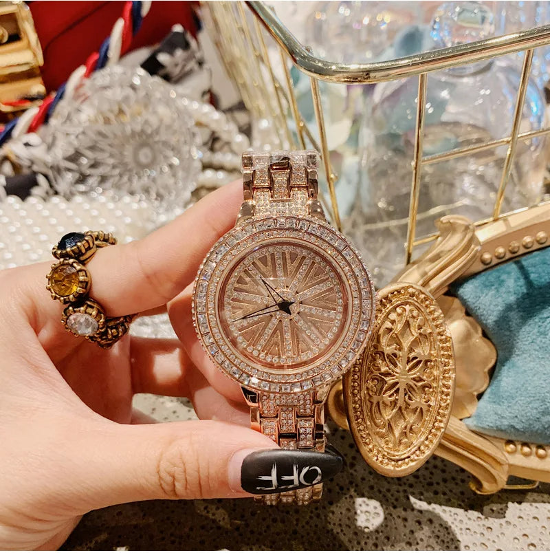 Rotating Crystal Women Watch