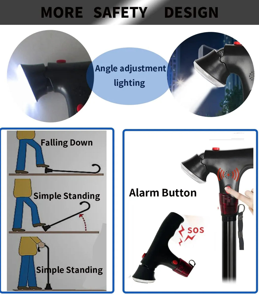 Foldable Walking Stick With LED Light