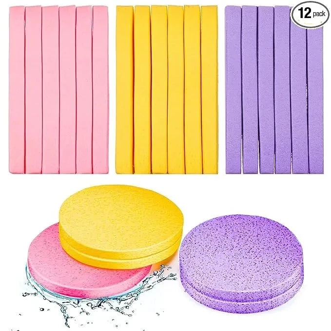 PACK OF 12 Compressed PVA Facial Cleaning Sponge