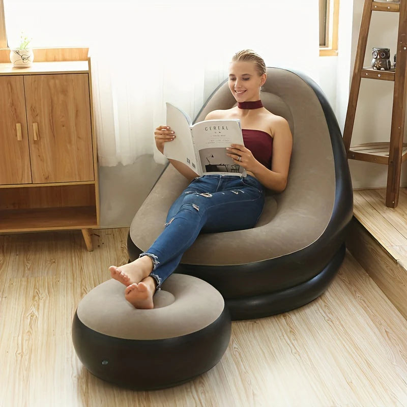 Inflatable Sofa with Footrest and Free Electric Inflator