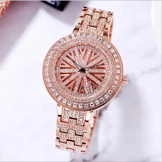 Rotating Crystal Women Watch