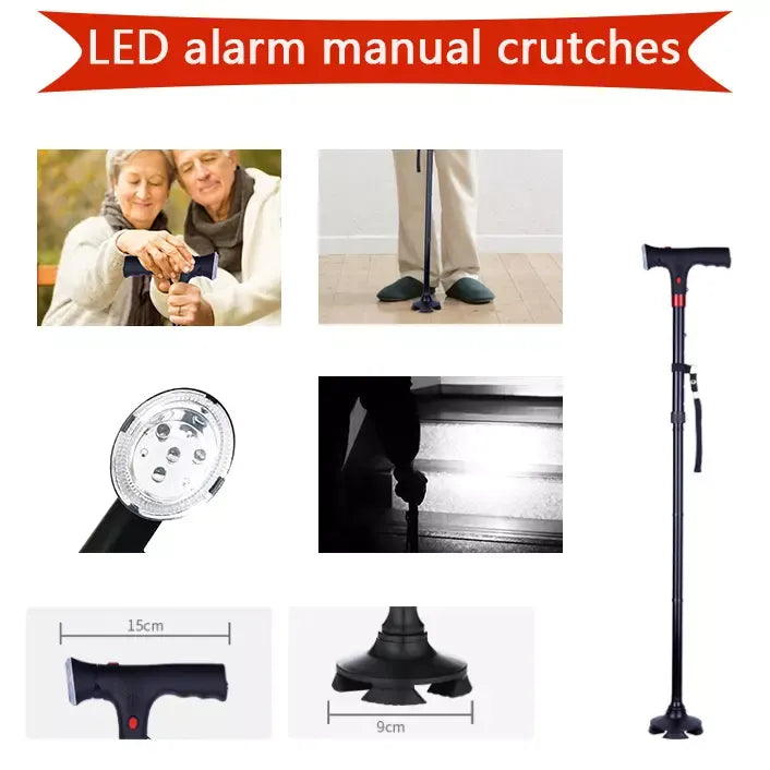 Foldable Walking Stick With LED Light
