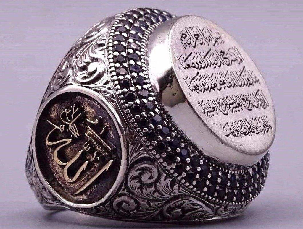 Black Zircon Arabic Font 925 Thai Silver Plated Ring