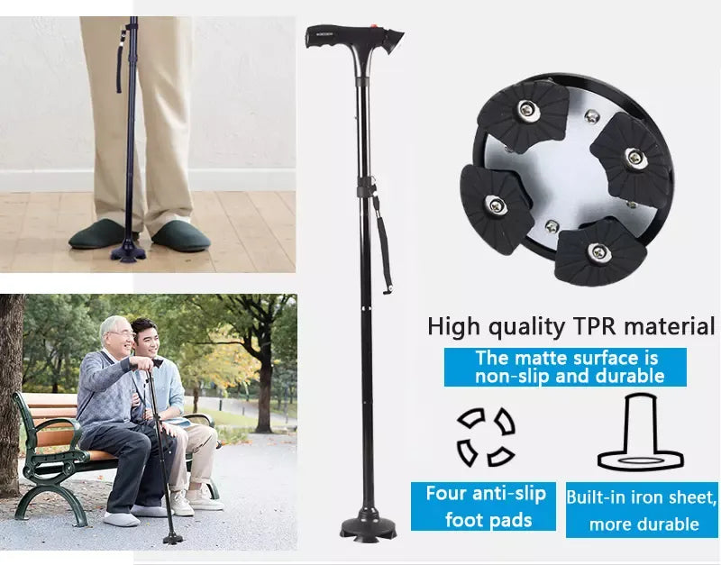 Foldable Walking Stick With LED Light