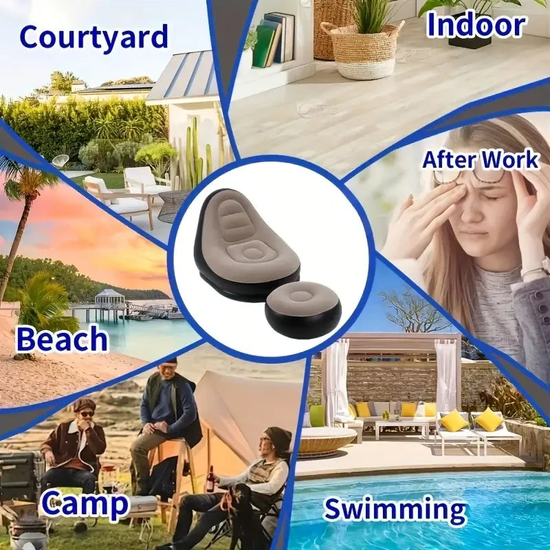 Inflatable Sofa with Footrest and Free Electric Inflator