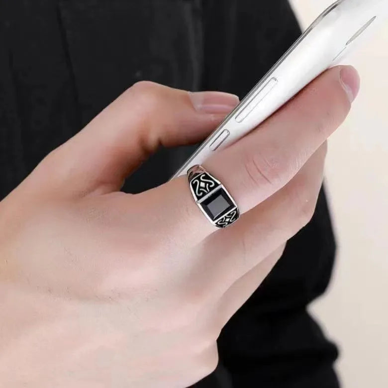 Luxury Vintage Obsidian Rings For Men  Ring