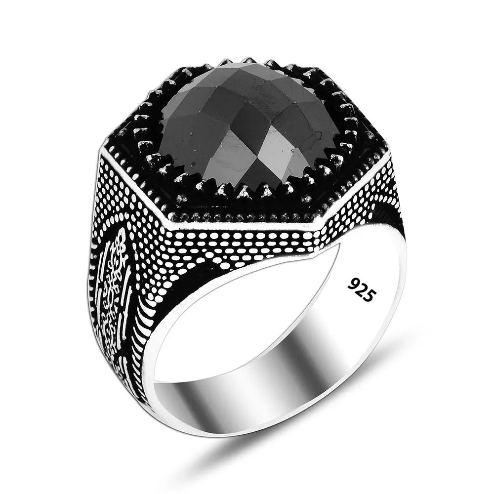 Stainless Steel Turkish 925 Silver Gemstone Ring