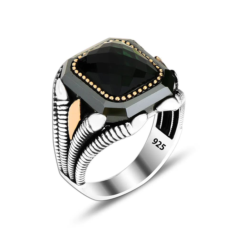 Black Stone Luxury 925 Sterling Silver Men Ring