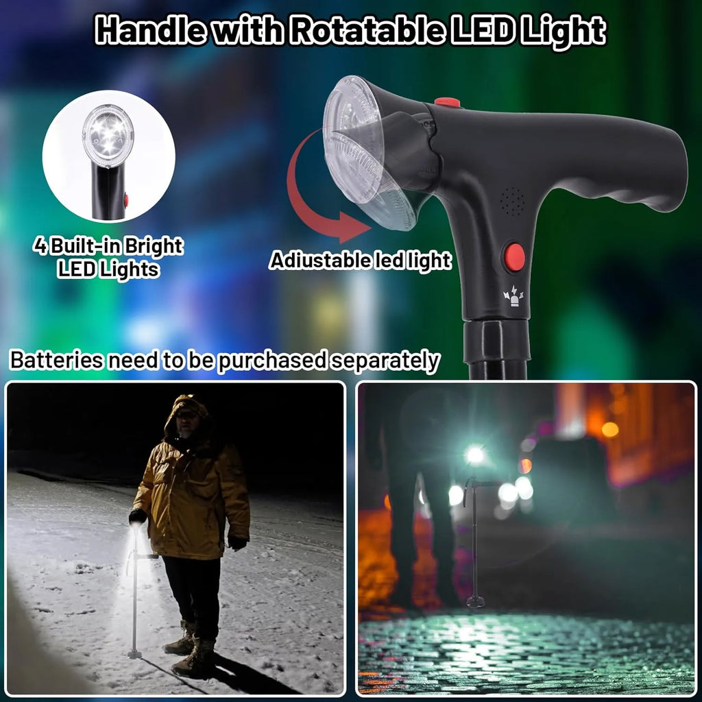 Foldable Walking Stick With LED Light