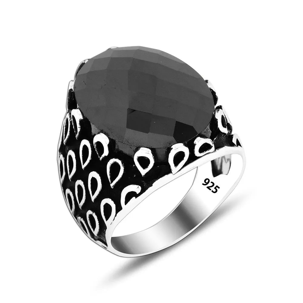 Stainless Steel Turkish 925 Silver Gemstone Ring