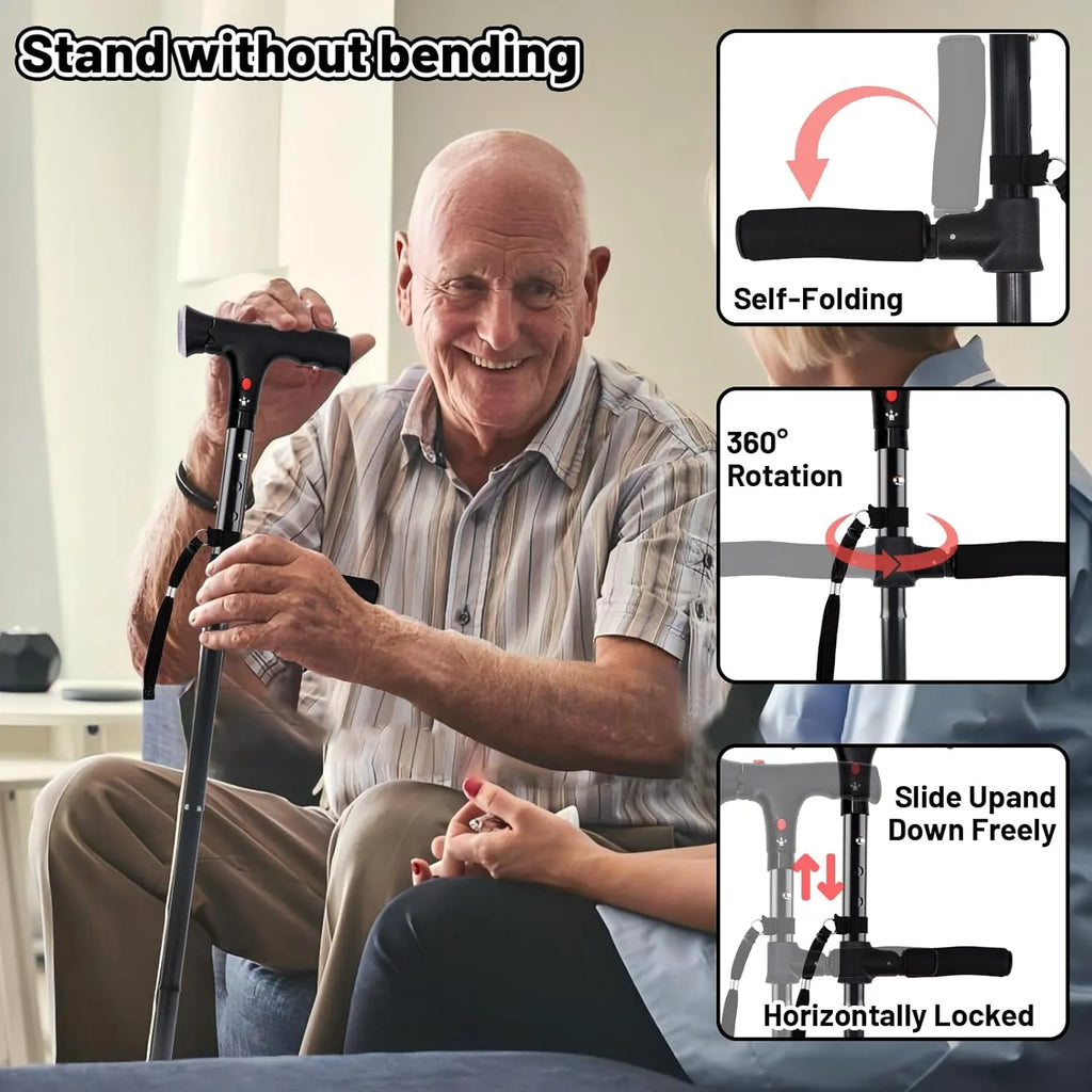 Foldable Walking Stick With LED Light