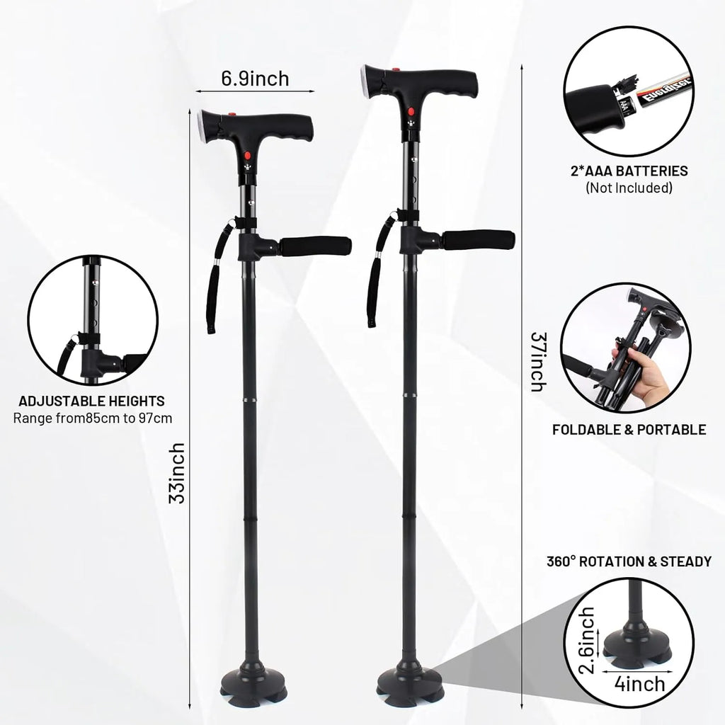 Foldable Walking Stick With LED Light