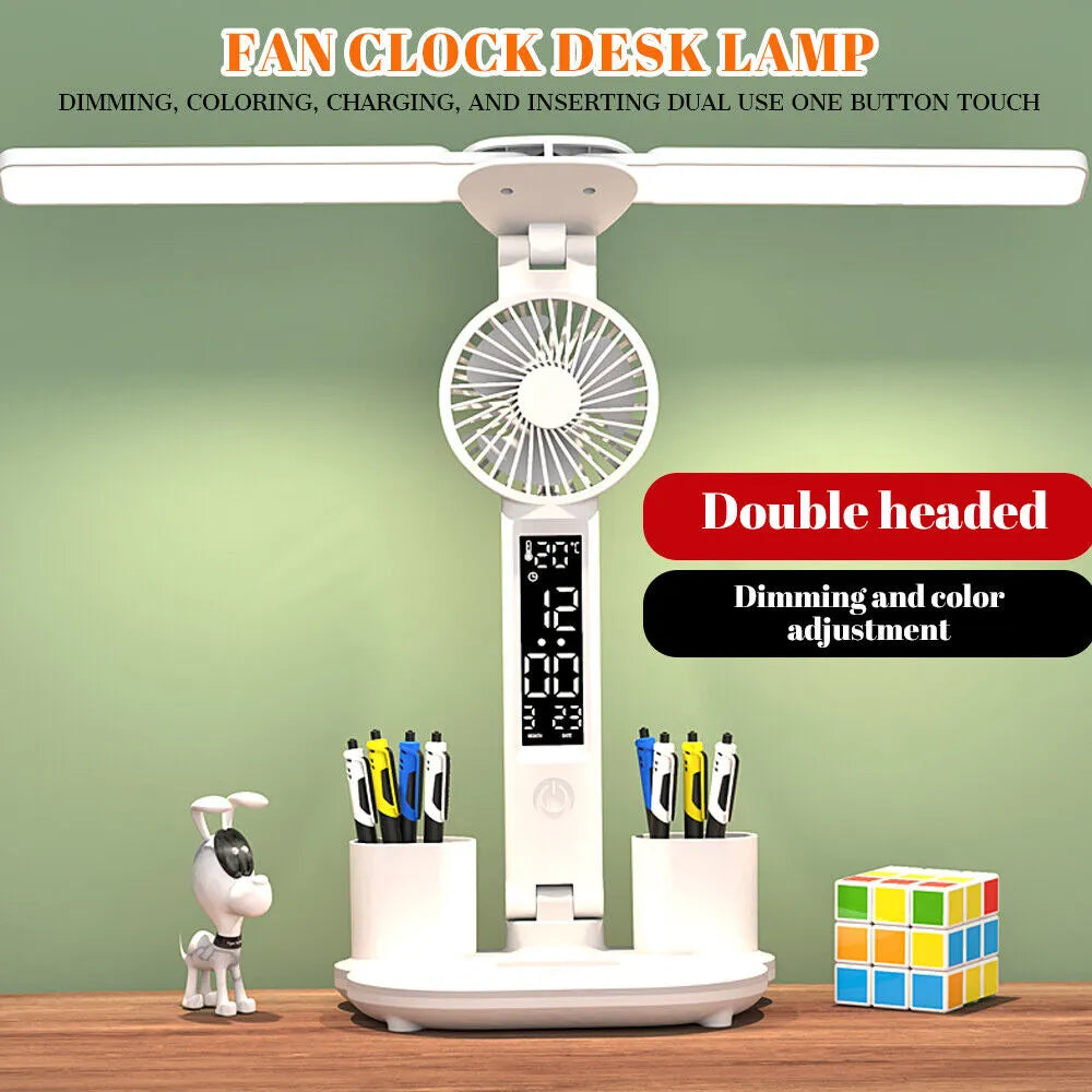 Foldable Eye Protection Table Lamp with Fan