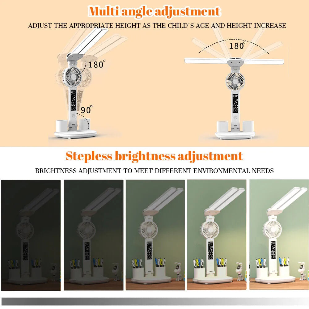 Foldable Eye Protection Table Lamp with Fan