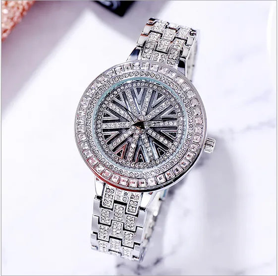 Rotating Crystal Women Watch